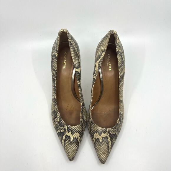 COACH Teddie Snake Print Leather Pumps Women's 8.5 US - Picture 5 of 9